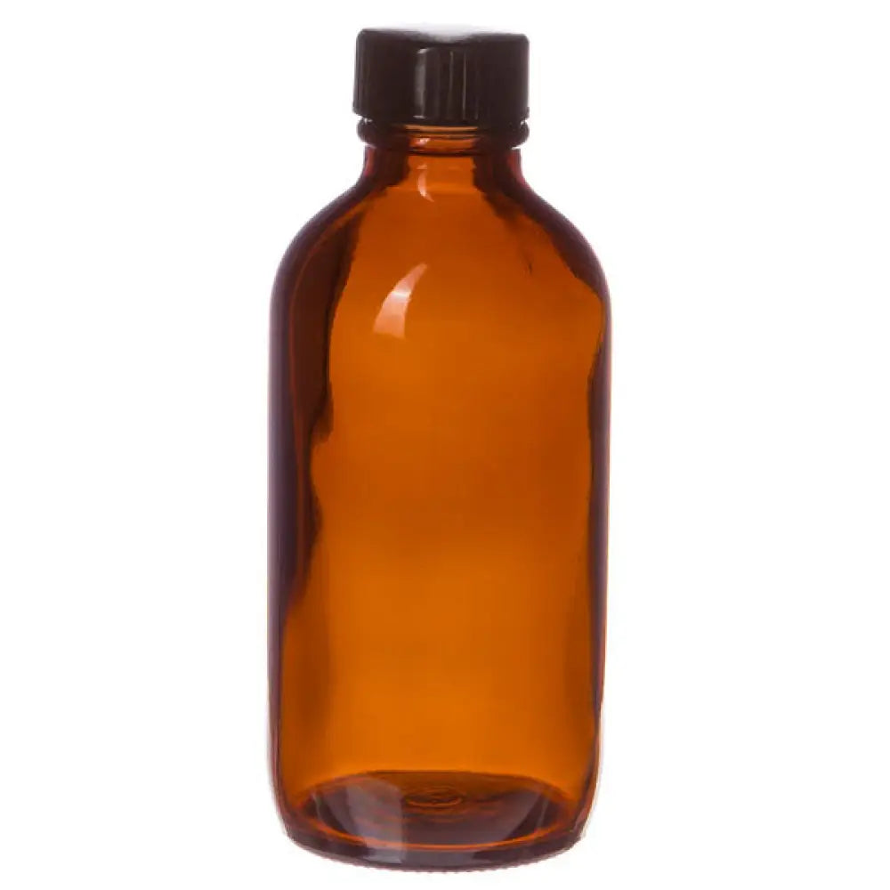 4 oz. Amber Glass Bottle with Black Cap