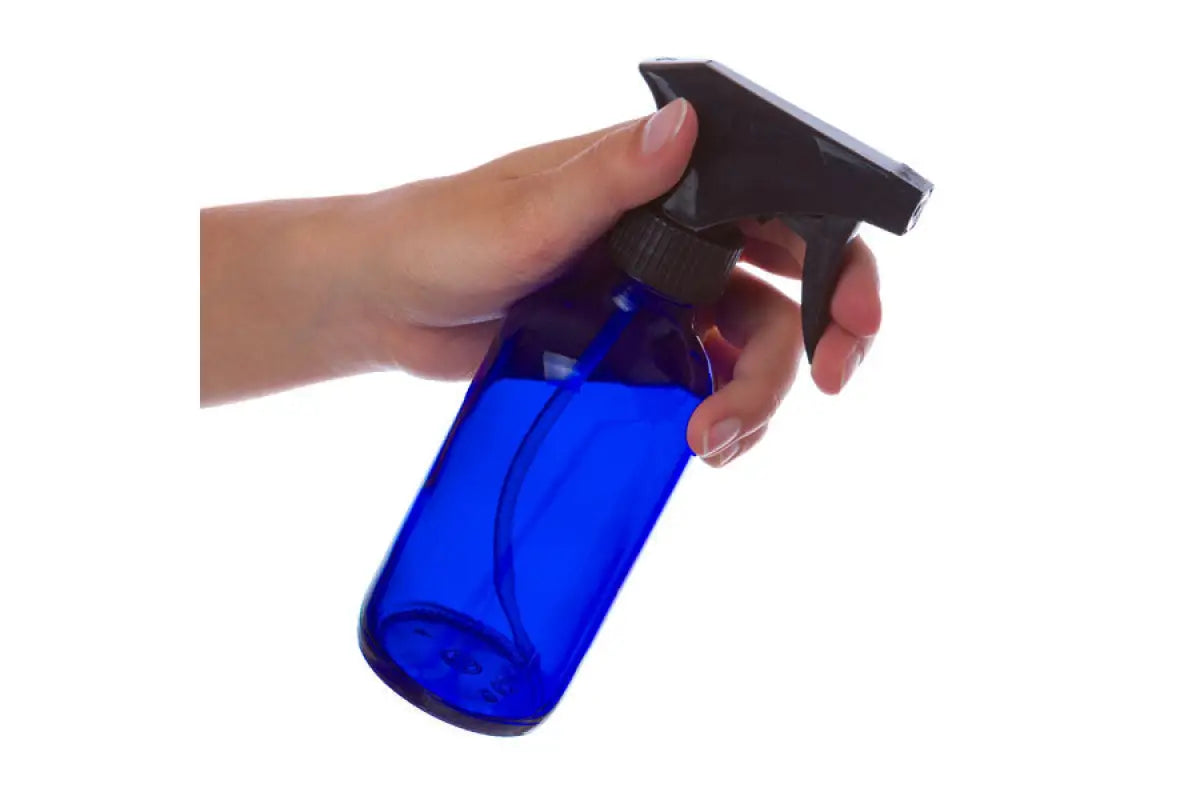 8 oz. Blue Glass Bottle with Black Trigger Sprayer