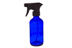 8 oz. Blue Glass Bottle with Black Trigger Sprayer