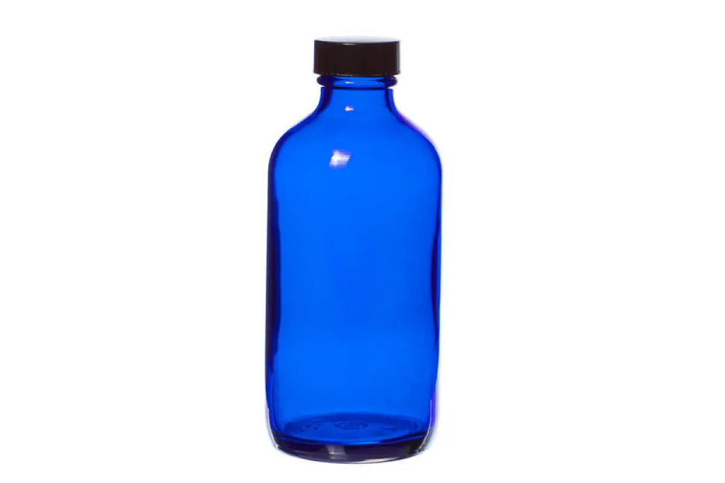 8 oz. Blue Glass Bottle with Black Cap - AromaTools®