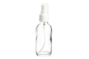 2 oz. Clear Glass Bottle with White Misting Sprayer