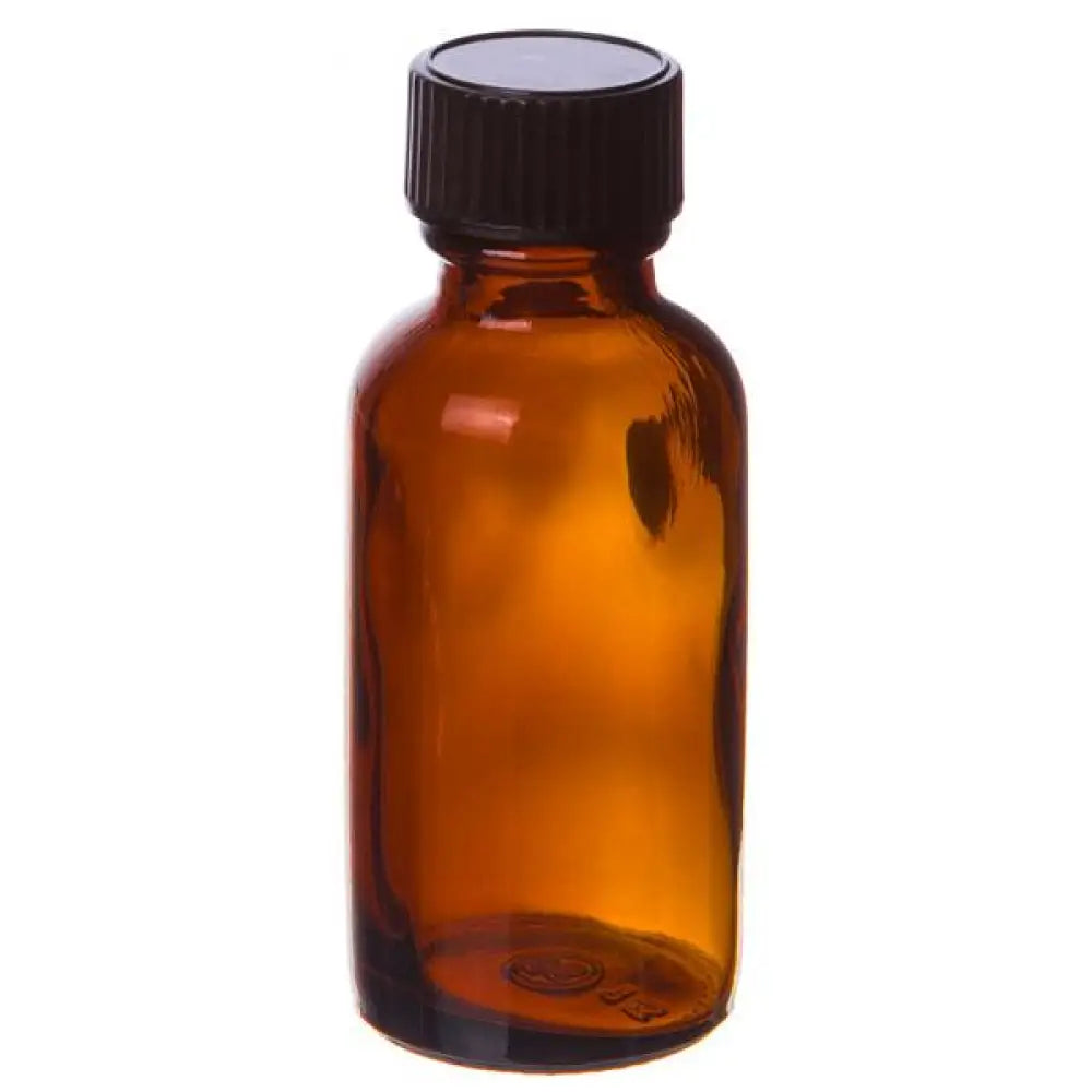 1 oz. Amber Glass Bottles with Black Caps (Pack of 6)