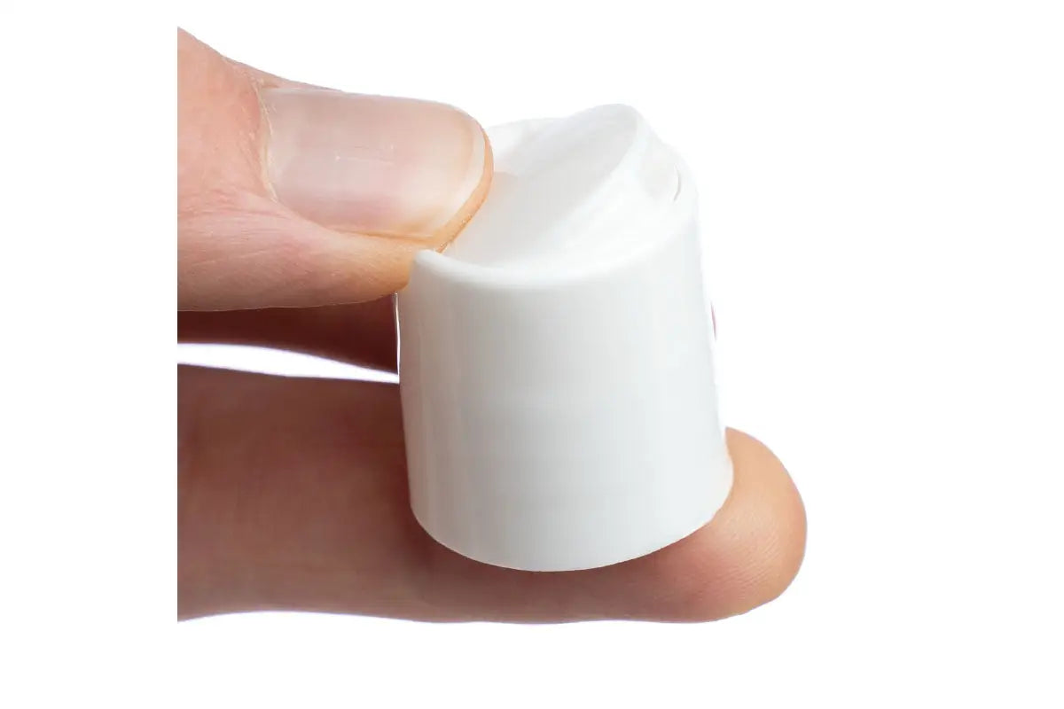 White, Disc-top Cap for 1, 2, and 4 oz. Plastic Bottles (20-410 Neck Size)