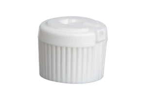 White Flip-Top Ribbed Plastic Cap For Some 1 2 And 4 Oz. Bottles (20-410 Neck Size)