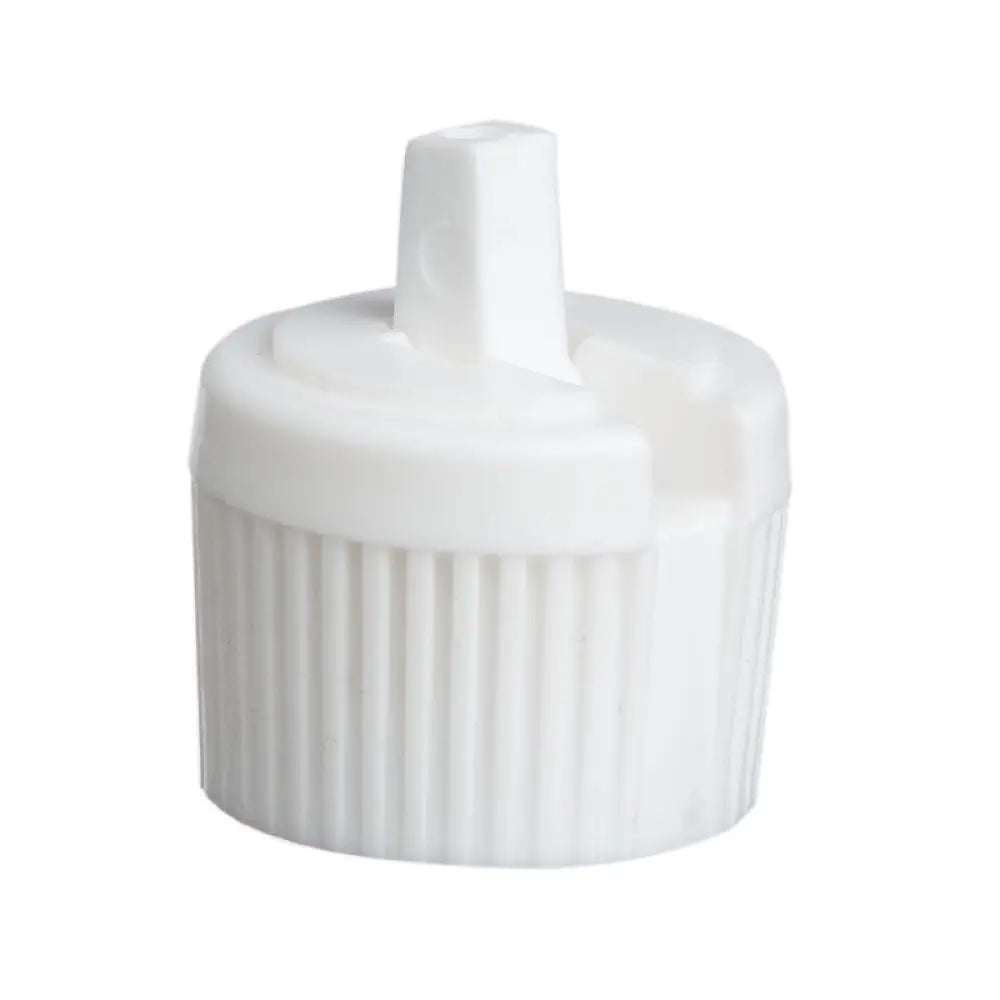 White Flip-top Ribbed Plastic Cap for Some 1, 2, and 4 oz. Plastic Bottles (20-410 Neck Size)