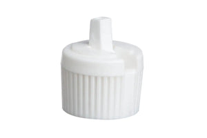 White Flip-top Ribbed Plastic Cap for Some 1, 2, and 4 oz. Plastic Bottles (20-410 Neck Size)