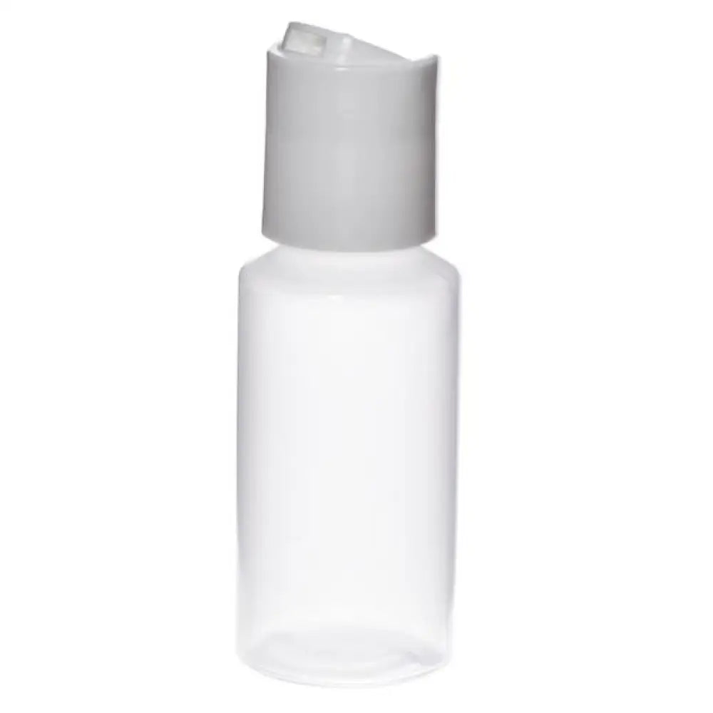 1 oz. Natural Plastic Bottles with White Disc-top Caps (Pack of 6)