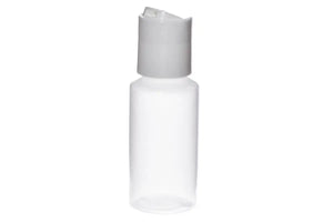 1 oz. Natural Plastic Bottles with White Disc-top Caps (Pack of 6)