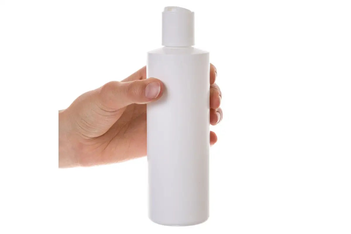 8 oz. White Plastic Bottle with Disc-top Cap
