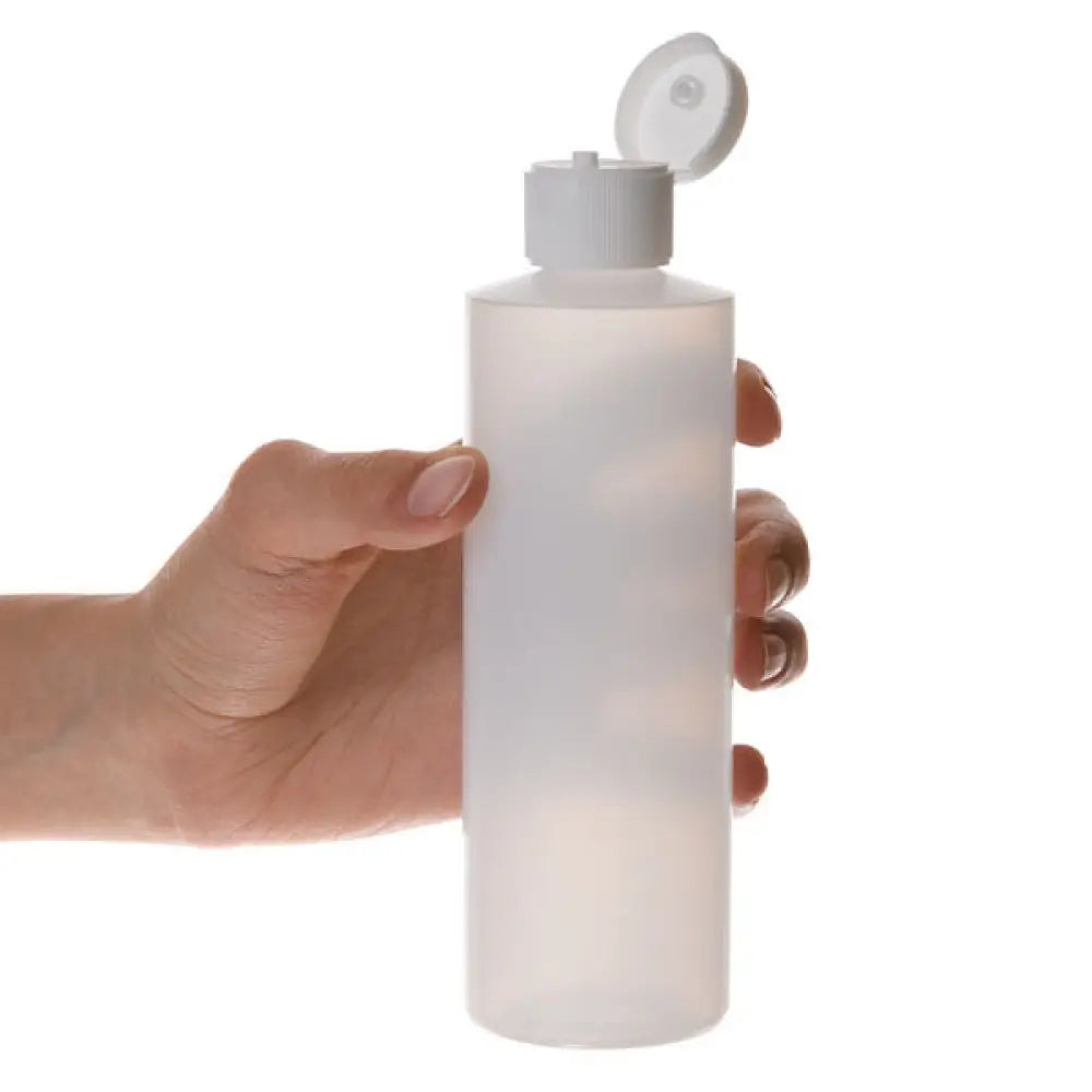 8 Oz. Natural Plastic Bottle With White Snap-Top Cap
