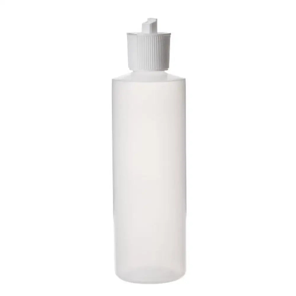 8 oz. Natural Plastic Bottle with White Flip-top Cap