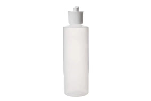 8 oz. Natural Plastic Bottle with White Flip-top Cap