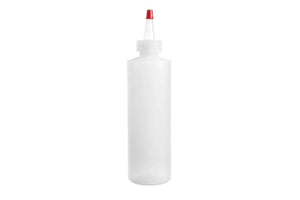 8 oz. Natural Plastic Bottle with Yorker Spout and Lid