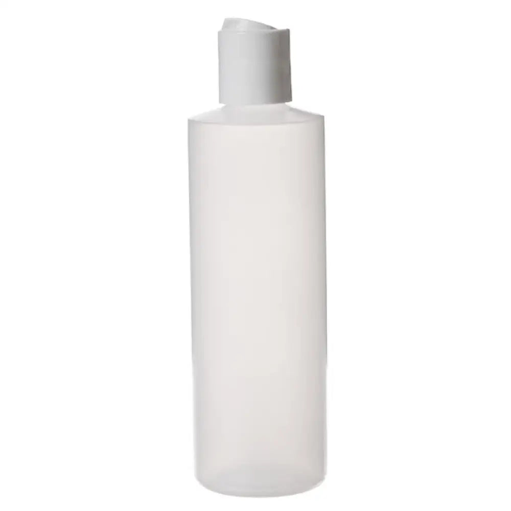 8 oz. Natural Plastic Bottle with White Disc-top Cap