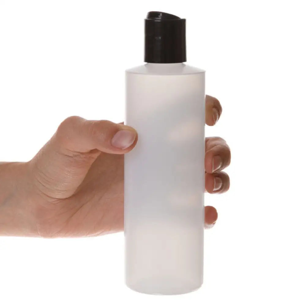 8 Oz. Natural Plastic Bottle With Black Disc-Top Cap