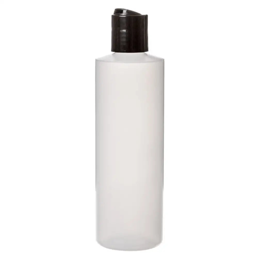 8 oz. Natural Plastic Bottle with Black Disc-top Cap