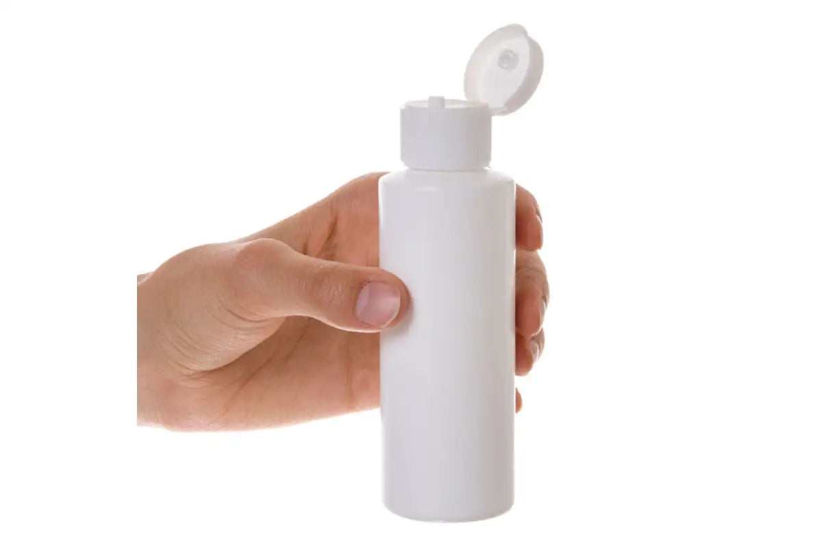 4 oz. White Plastic Bottle with White Snap-top Cap