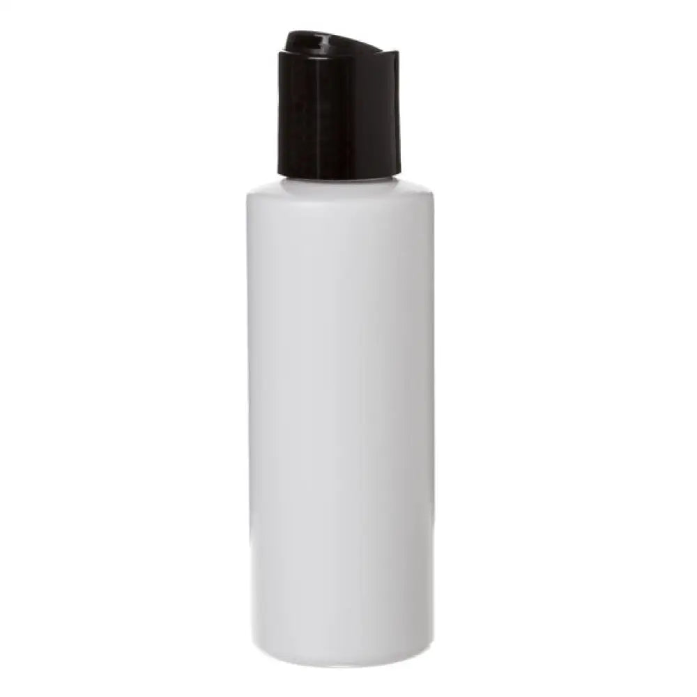 4 oz. White Plastic Bottle with Black Disc-top Cap