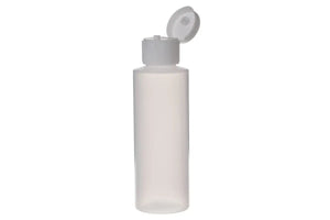 4 oz. Natural Plastic Bottle with White Snap-top Cap