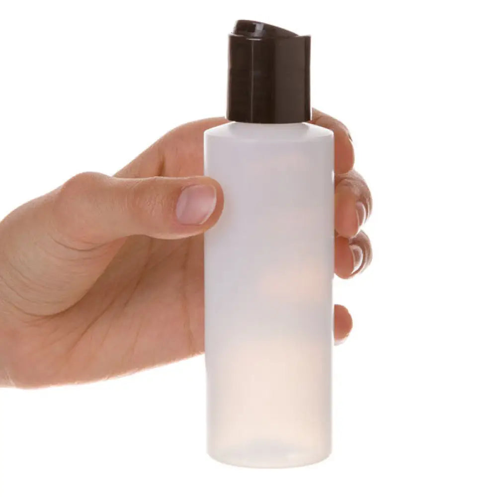 4 Oz. Natural Plastic Bottle With Black Disc-Top Cap