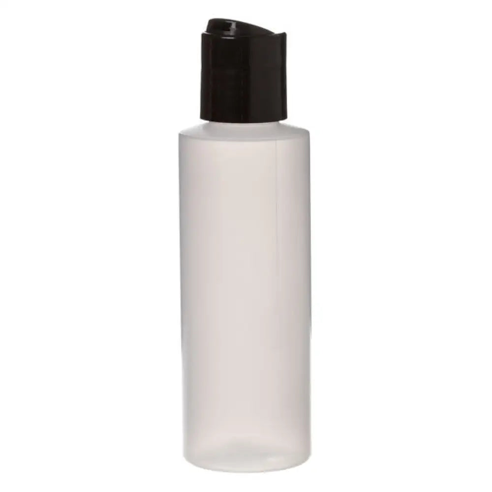 4 oz. Natural Plastic Bottle with Black Disc-top Cap