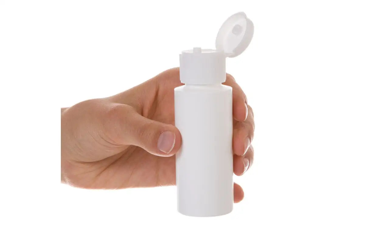 2 oz. White Plastic Bottles with White Snap-top Caps (Pack of 6)