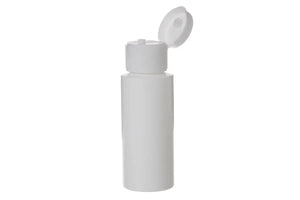2 oz. White Plastic Bottles with White Snap-top Caps (Pack of 6)