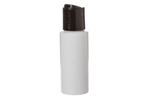2 oz. White Plastic Bottles with Black Disc-top Caps (Pack of 6)