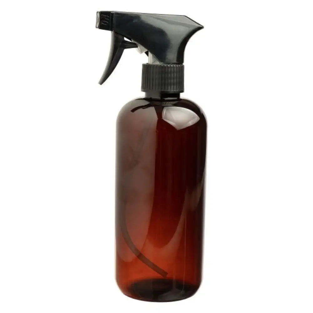 16 oz. Amber Plastic Bottle with Black Trigger Sprayer