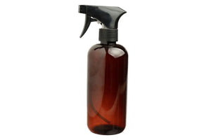 16 oz. Amber Plastic Bottle with Black Trigger Sprayer