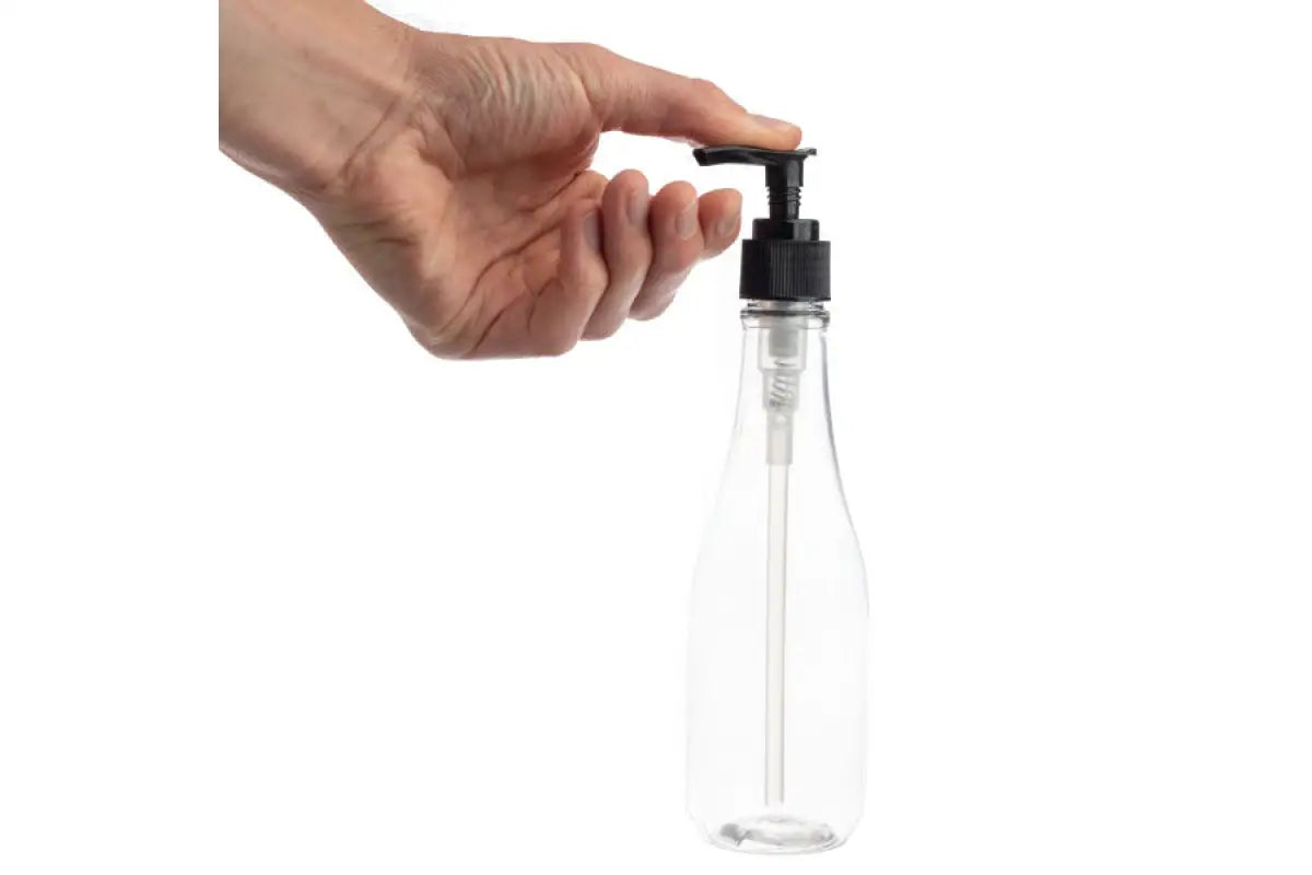 8 oz. Clear PET Plastic Woozy Bottle with Black Pump
