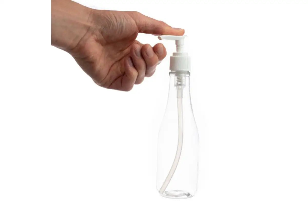 8 oz. Clear PET Plastic Woozy Bottle with White Pump