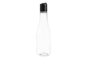8 oz. Clear PET Plastic Woozy Bottle with Black Disc-top Cap