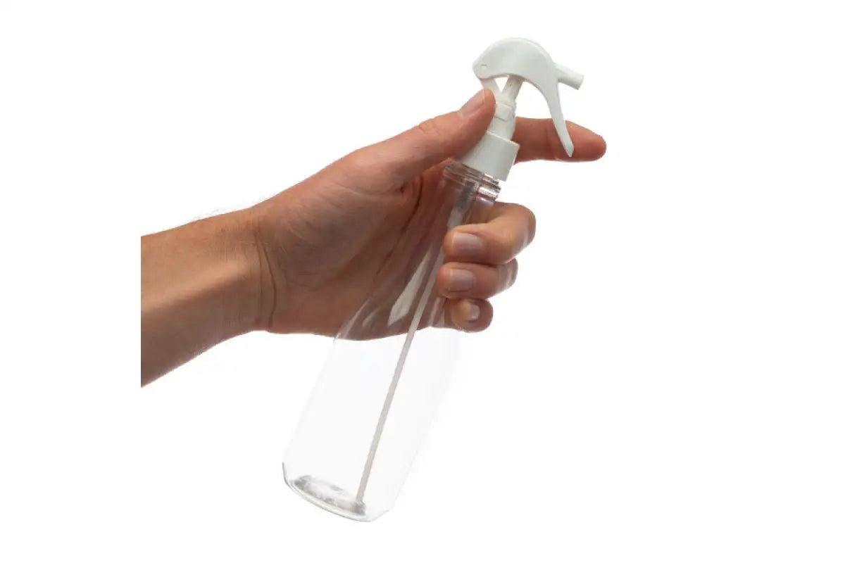 8 oz. Clear PET Plastic Woozy Bottle with White Trigger Sprayer
