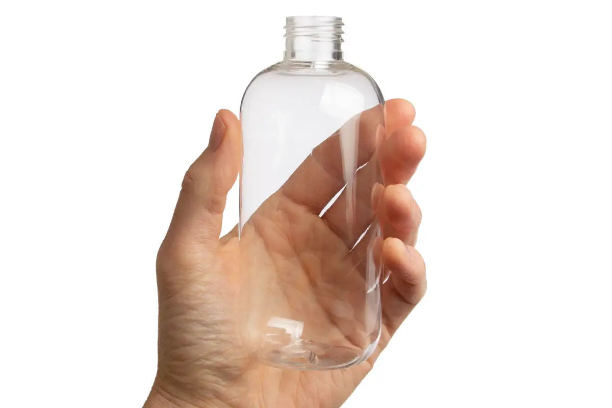 8-oz Plastic Squeeze Bottles (Natural) with White Disc Cap Travel