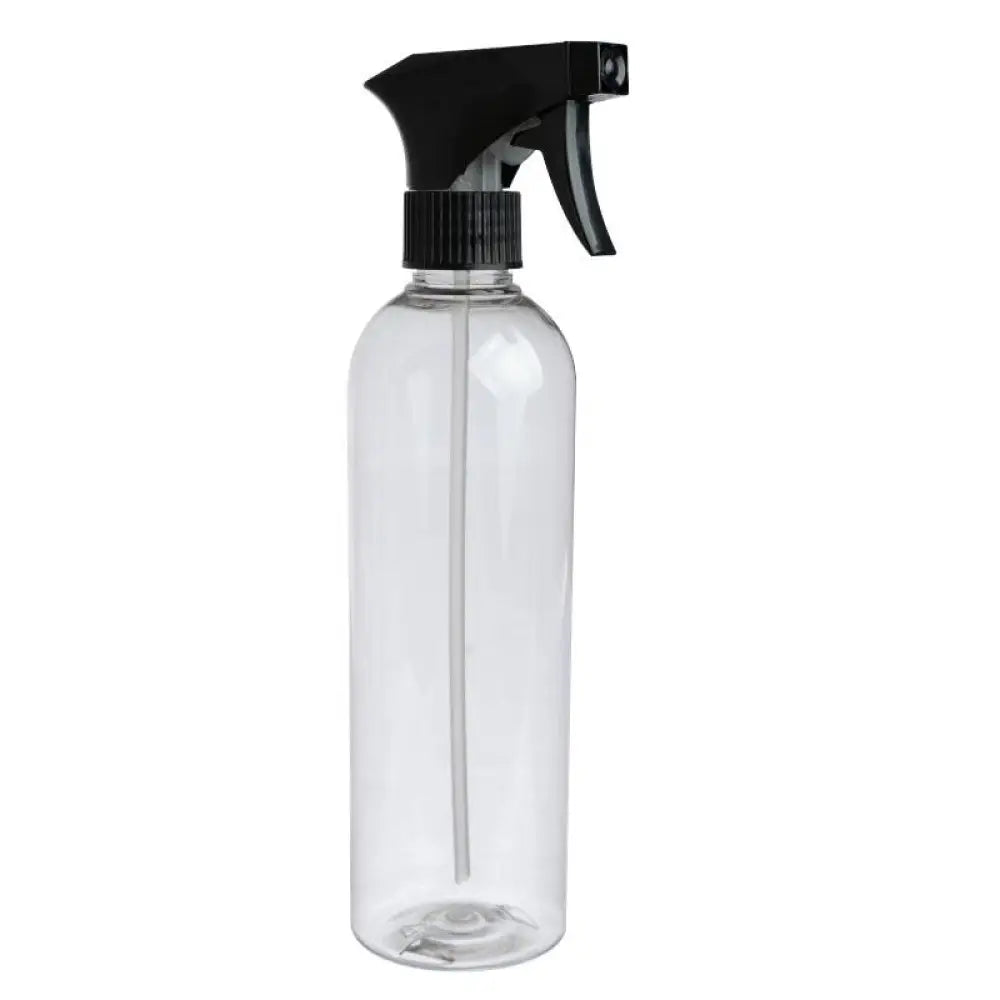 16 oz. Clear Plastic Round Bottle with Black Trigger Sprayer