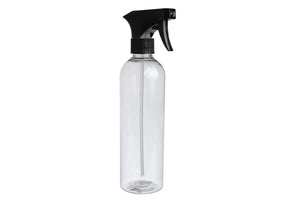 16 oz. Clear Plastic Round Bottle with Black Trigger Sprayer
