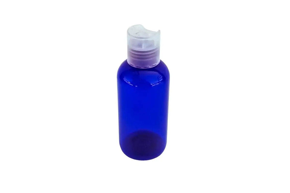4 Oz. Blue Plastic Bottle With Natural Disc-Top Cap
