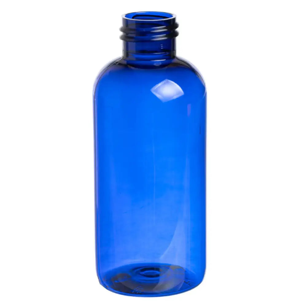 4 oz. Blue Plastic Boston Round Bottle (24-410 Neck Size)