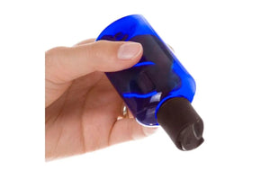 2 Oz. Blue Plastic Oval Bottle And Black Disc-Top Cap