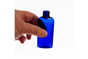2 Oz. Blue Pet Plastic Cosmo Oval Bottle (20-410 Neck Size)