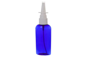 2 oz. Blue Plastic Oval Bottle with White Nasal Sprayer
