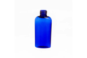 2 oz. Blue PET Plastic Cosmo Oval Bottle (20-410 Neck Size)