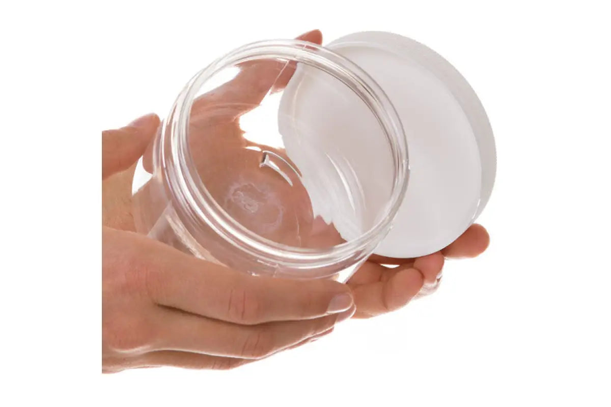 9242K - 12 oz. Clear PET Plastic Jar with White, Ribbed Lid