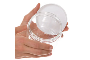 16 Oz. Clear Pet Plastic Jar With White Ribbed Lid