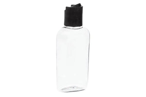 2 oz. Clear Oval Plastic Bottle with Black Disc-Top Cap