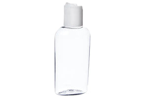2 oz. Clear Oval Plastic Bottle with White Disc-Top Cap