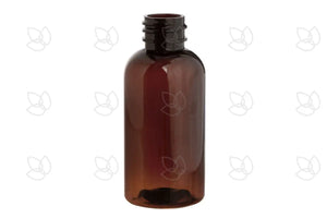 2 oz. Amber PET Boston Round Plastic Bottle (20-410 Neck Size)