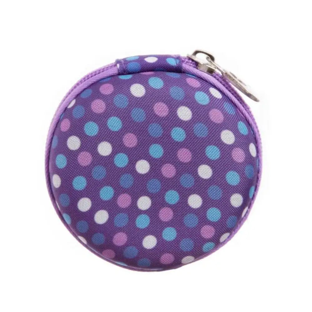 Round Hard Shell Case For 5/8 Dram Vials (Holds 8 Vials) Purple Dots