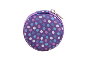Round Hard Shell Case For 5/8 Dram Vials (Holds 8 Vials) Purple Dots